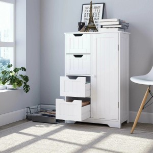 Drawer Cabinet White Free Standing Storage 90